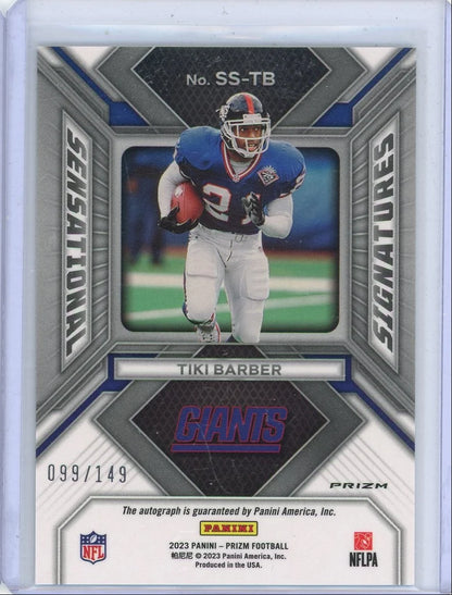 Tiki Barber 2023 Panini Prizm Sensational Signatures auto #'d 099/149