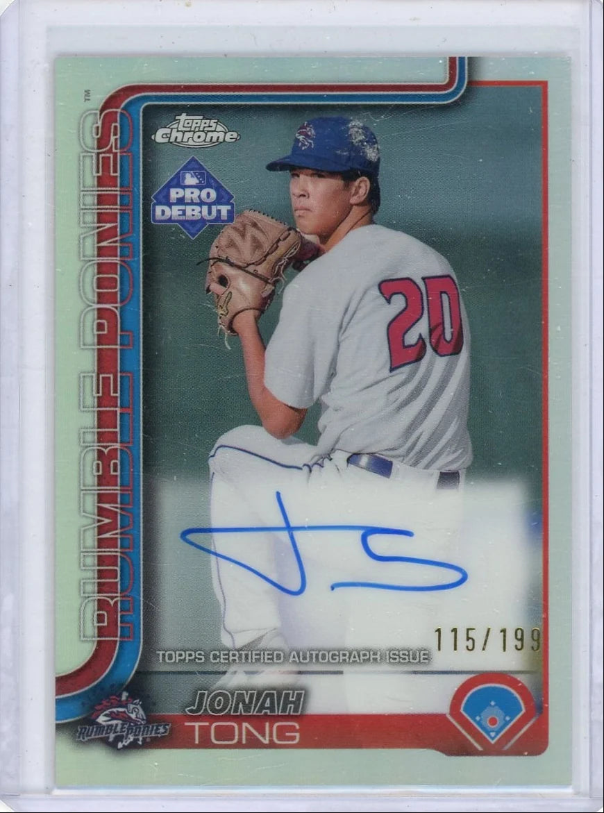 Jonah Tong 2025 Topps Pro Debut Chrome Refractor Auto #'d 115/199