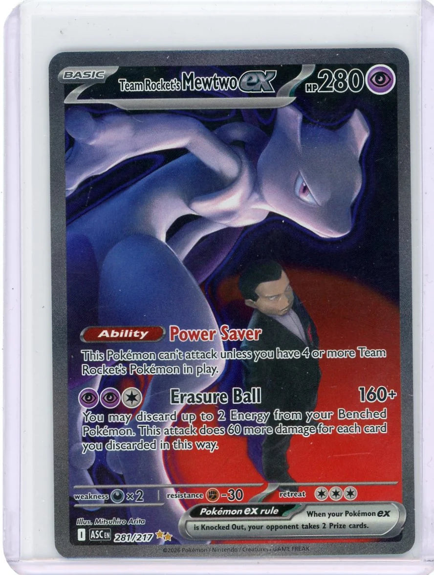 Team Rocket's Mewtwo ex Pokémon Ascended Heroes Special Illustration Rare #281/217