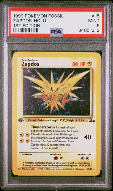 Zapdos 1999 Pokemon Fossil 1st Edition holo PSA 9