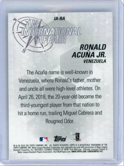 Ronald Acuna Jr. 2018 Topps Chrome An International Affair Refractor RC