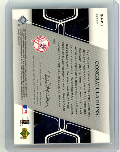 Derek Jeter 2005 Upper Deck Game Used Jersey Relic