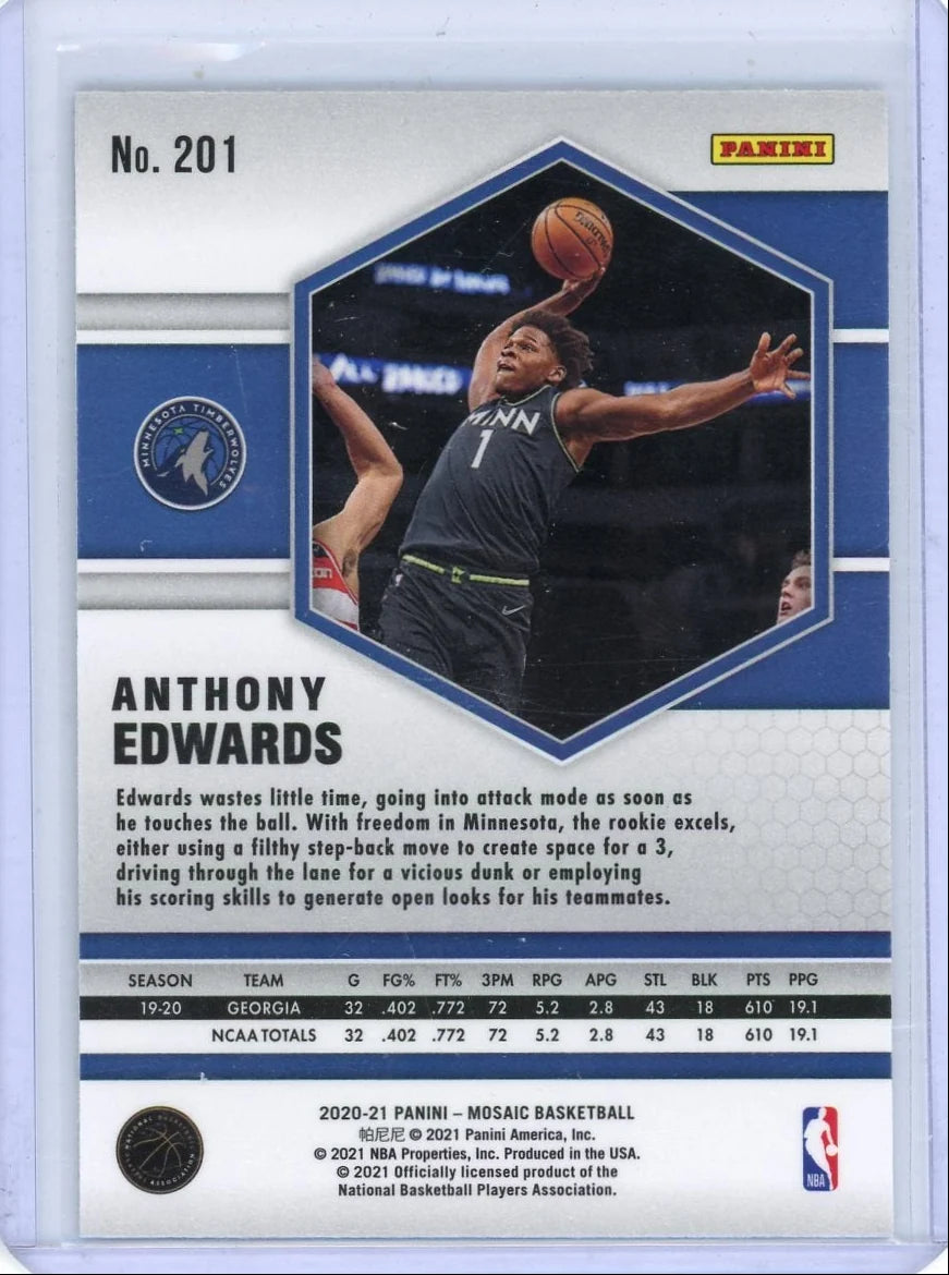 Anthony Edwards 2020-21 Panini Mosaic rookie card