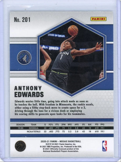 Anthony Edwards 2020-21 Panini Mosaic rookie card