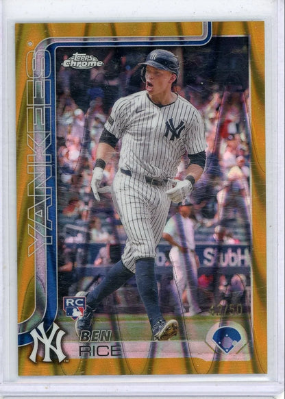 Ben Rice 2025 Topps Chrome Gold Raywave ref. rookie card #'d 42/50