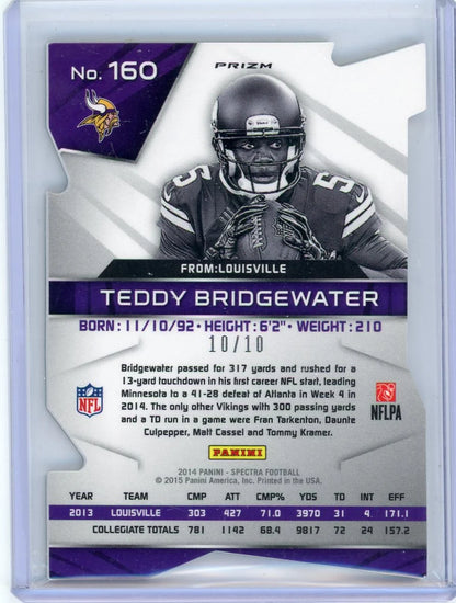 Teddy Bridgewater 2014 Panini Spectra Gold Prizm Die-Cut RC #'d 10/10