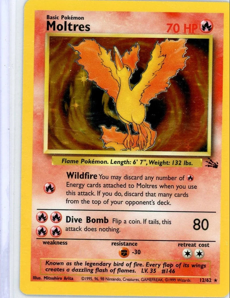 Moltres 1999 Pokemon Fossil holo #12/62