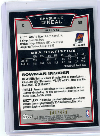 Shaquille O'Neal 2008 Bowman Chrome Refractor #'d 140/499