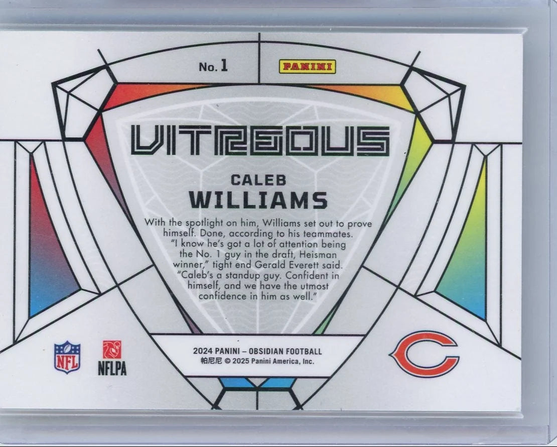 Caleb Williams  2024 Panini Obsidian Vitreous Case Hit SSP