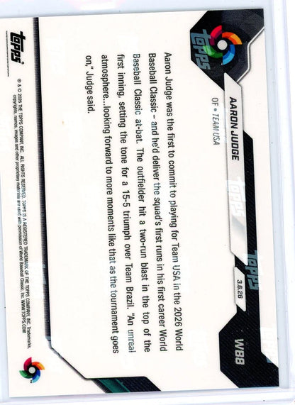 Aaron Judge 2026 Topps NOW 'Slugs HR in 1st WBC At-Bat' WB8
