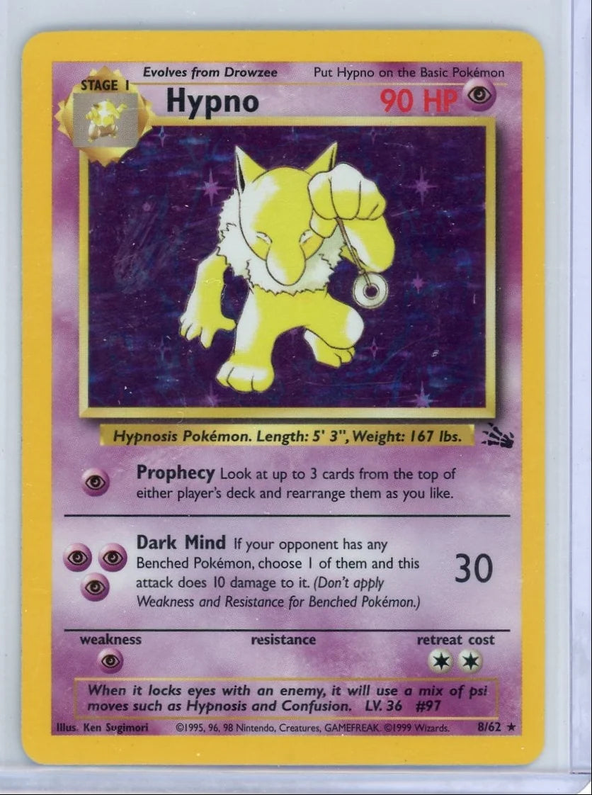 Hypno Pokémon Fossil Holo #8/62 (MP)