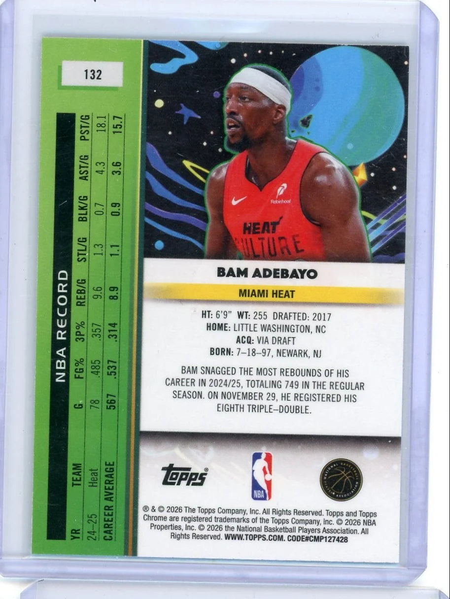 Bam Adebayo 2025-26 Topps Chrome Cosmic Aqua Equinox Refractor #'d 072/199