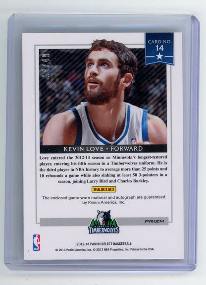 Kevin Love 2012-13 Panini Select Stars autograph relic #'d 14/49