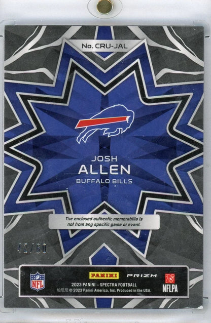 Josh Allen Panini Spectra 2023 Crush Neon Blue Pirzm Patch #'d 42/60