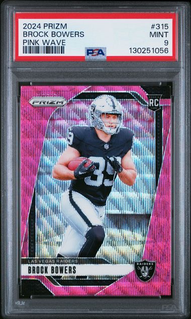 Brock Bowers Panini Pink Wave Prizm RC PSA 9