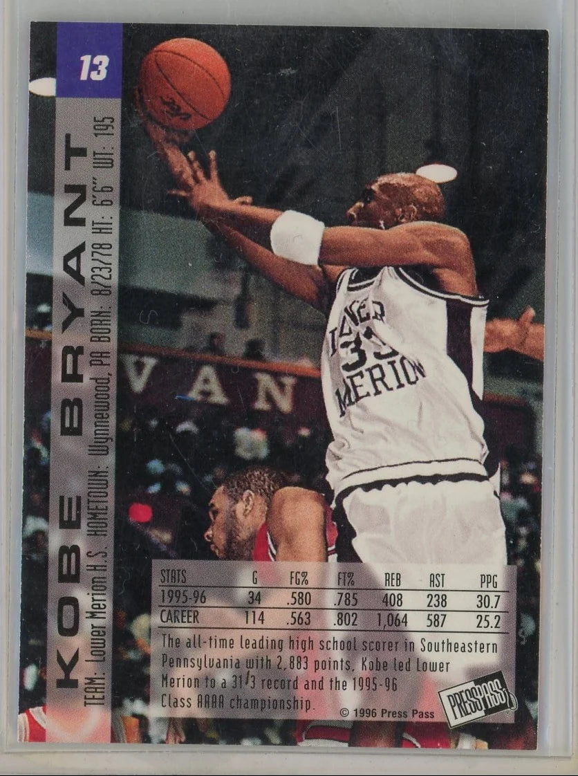 Kobe Bryant 1996 Press Pass Draft Pick #13
