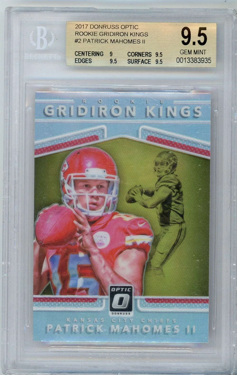 Patrick Mahomes 2017 Donruss Optic Rookie Gridiron Kings Silver Prizm RC BGS 9.5