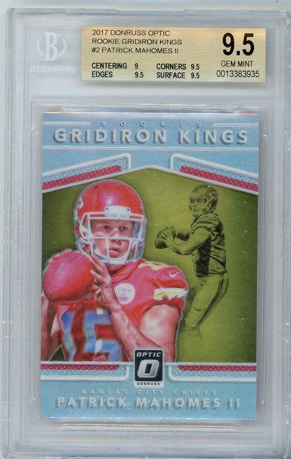 Patrick Mahomes 2017 Donruss Optic Rookie Gridiron Kings Silver Prizm RC BGS 9.5