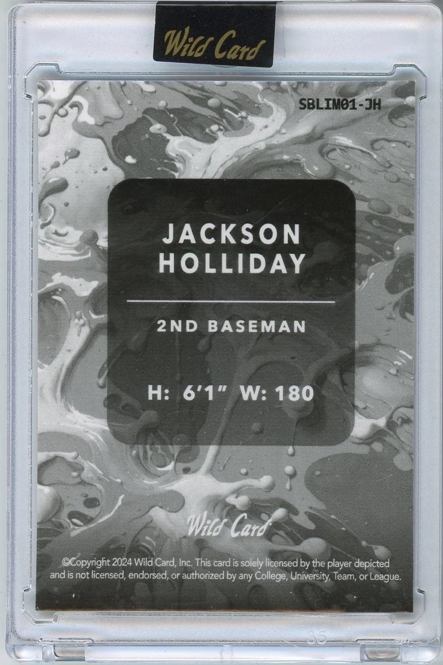 Jackson Holliday 2024 Wild Card Splat Baseball Lava Green Rookie #'d 2/2