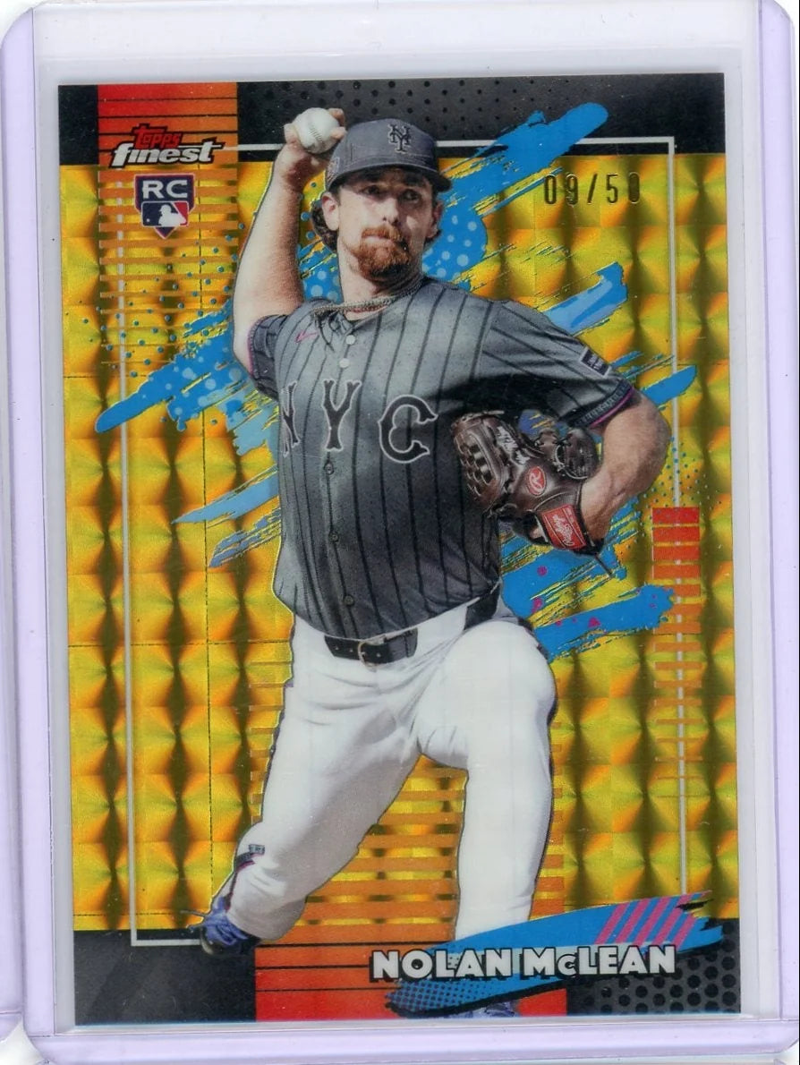 Nolan McLean 2026 Topps Finest Baseball Gold Geometric Rookie #'d 09/50