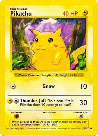 Pikachu (Red Cheeks) (058/102) (Base Set (Shadowless)) (BSS)