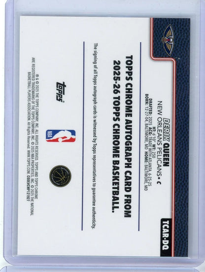 Derik Queen 2025-26 Topps Chrome autograph rookie card