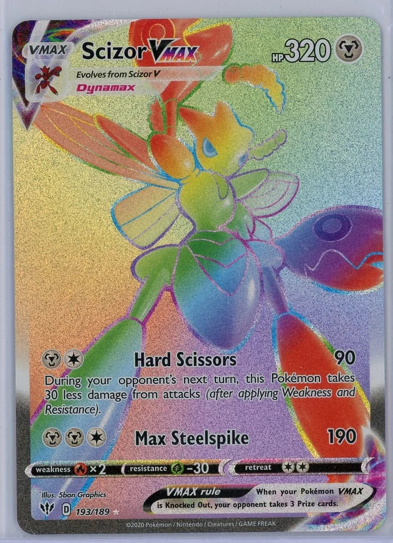 Scizor VMAX 2020 Pokémon rare rainbow holo #193/189