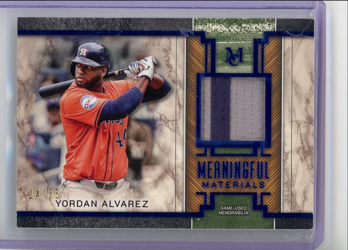 Yordan Alvarez 2025 Topps Museum Collection Meaningful Material Blue #'d 24/35