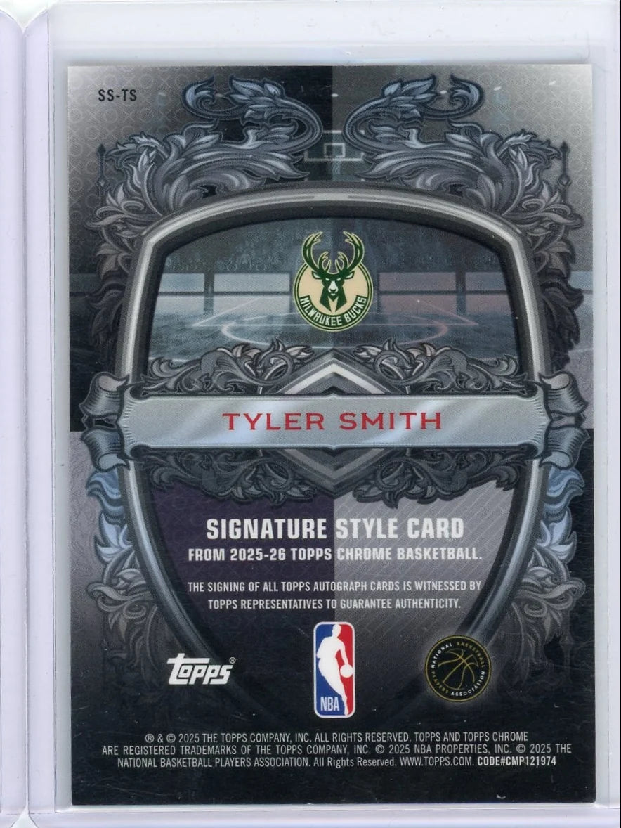 Tyler Smith 2025 Topps Chrome Signature Style Autograph Gold Geometric #'d 49/50