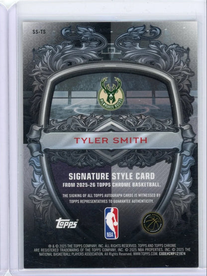 Tyler Smith 2025 Topps Chrome Signature Style Autograph Gold Geometric #'d 49/50