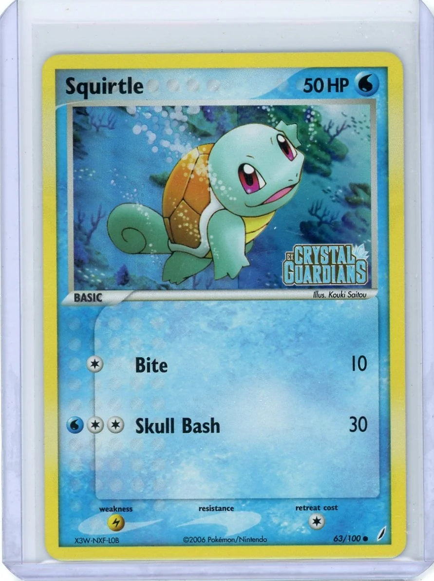 Squirtle Pokémon Crystal Gaurdians Stamped Holo 63/100