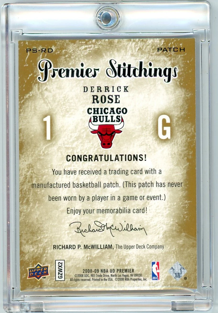 Derrick Rose 2008-09 Upper Deck Premier Stitchings Patch #'d 39/50