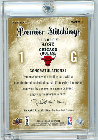 Derrick Rose 2008-09 Upper Deck Premier Stitchings Patch #'d 39/50