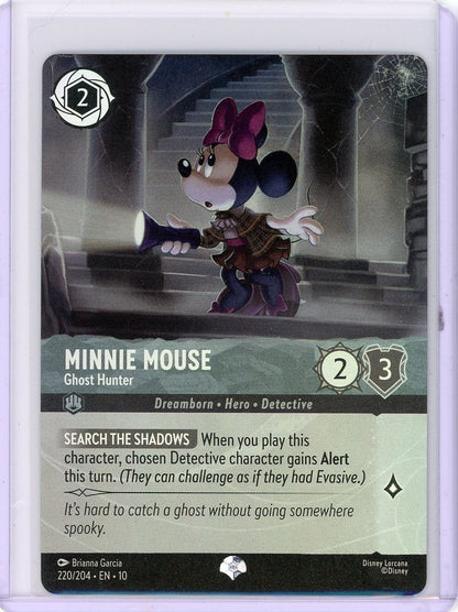 Minnie Mouse Disney Lorcana Whispers In The Well Ghost Hunter Epic holo #220/204