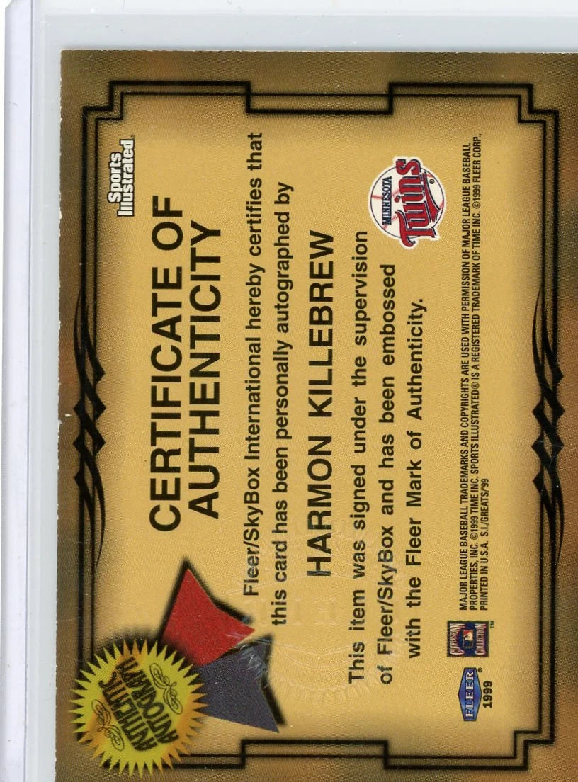 Harmon Killebrew 1999 Fleer Greats of the Game Autograph
