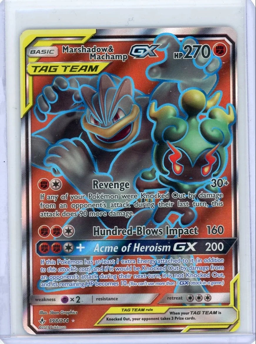 Marshadow & Machamp GX Pokémon Unbroken Bonds Full Art Tag Team #198/214