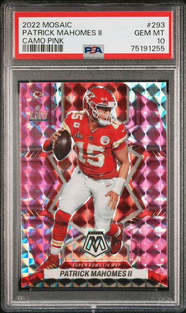 Patrick Mahomes II 2022 Panini Mosaic Camo Pink PSA 10