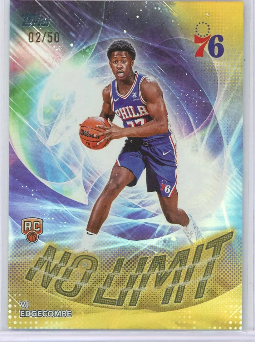 VJ Edgecombe 2025 Topps Basketball No Limit Gold Rookie #'d 02/50