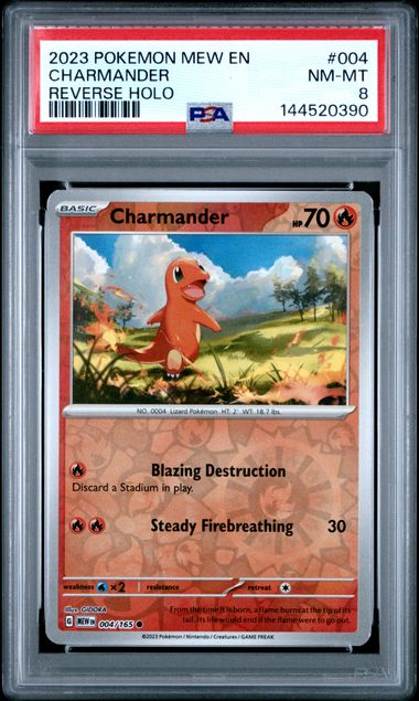 Charmander 2023 Pokemon 151 reverse holo #004/165 PSA 8