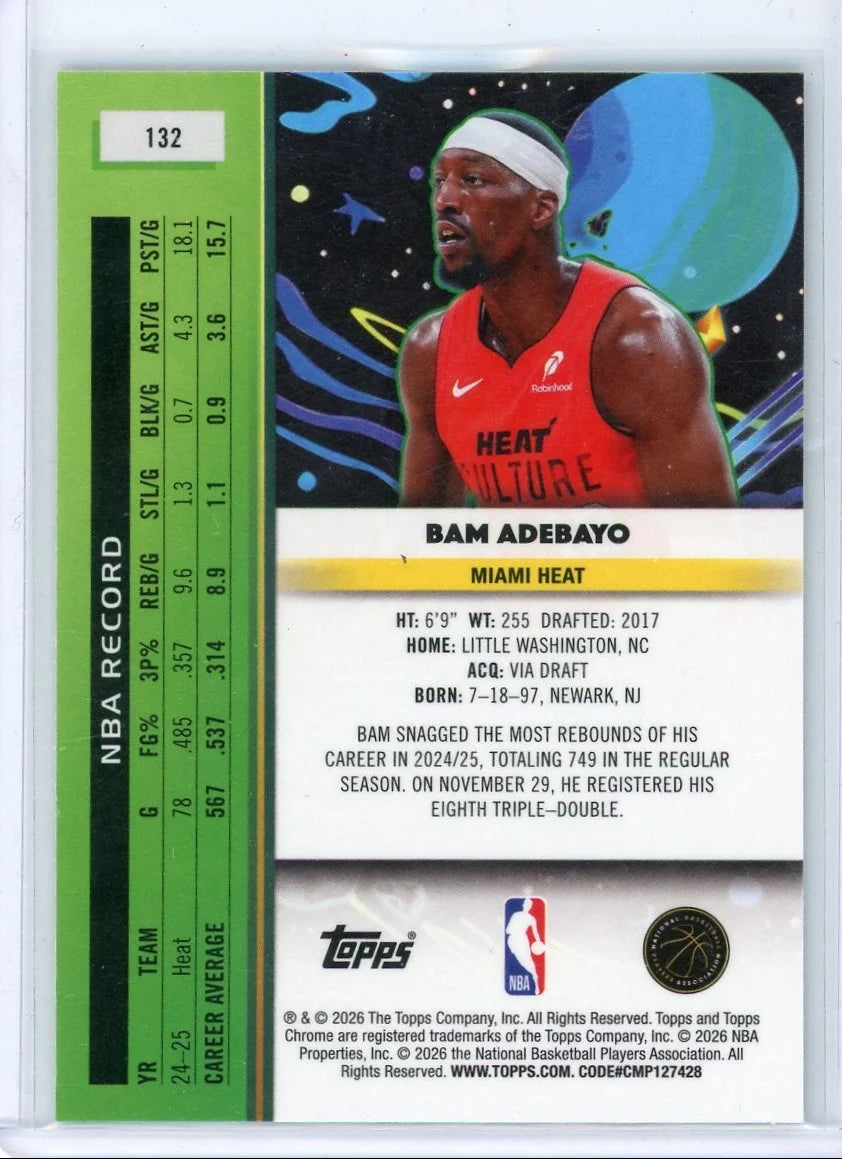 Bam Adebayo 2025-26 Topps Chrome Cosmic Green Space Dust Refractor #'d 23/75