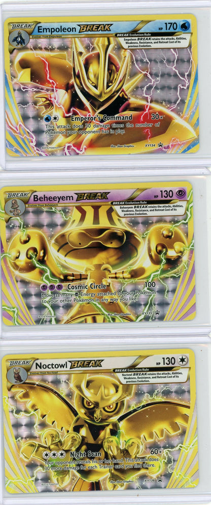 Pokemon BREAK XY Promos #134-136 3-card lot Empoleon, Beheeyem, Noctowl
