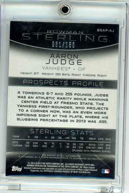 Aaron Judge 2013 Bowman Sterling Prospect Autograph Refractor #'d 081/150