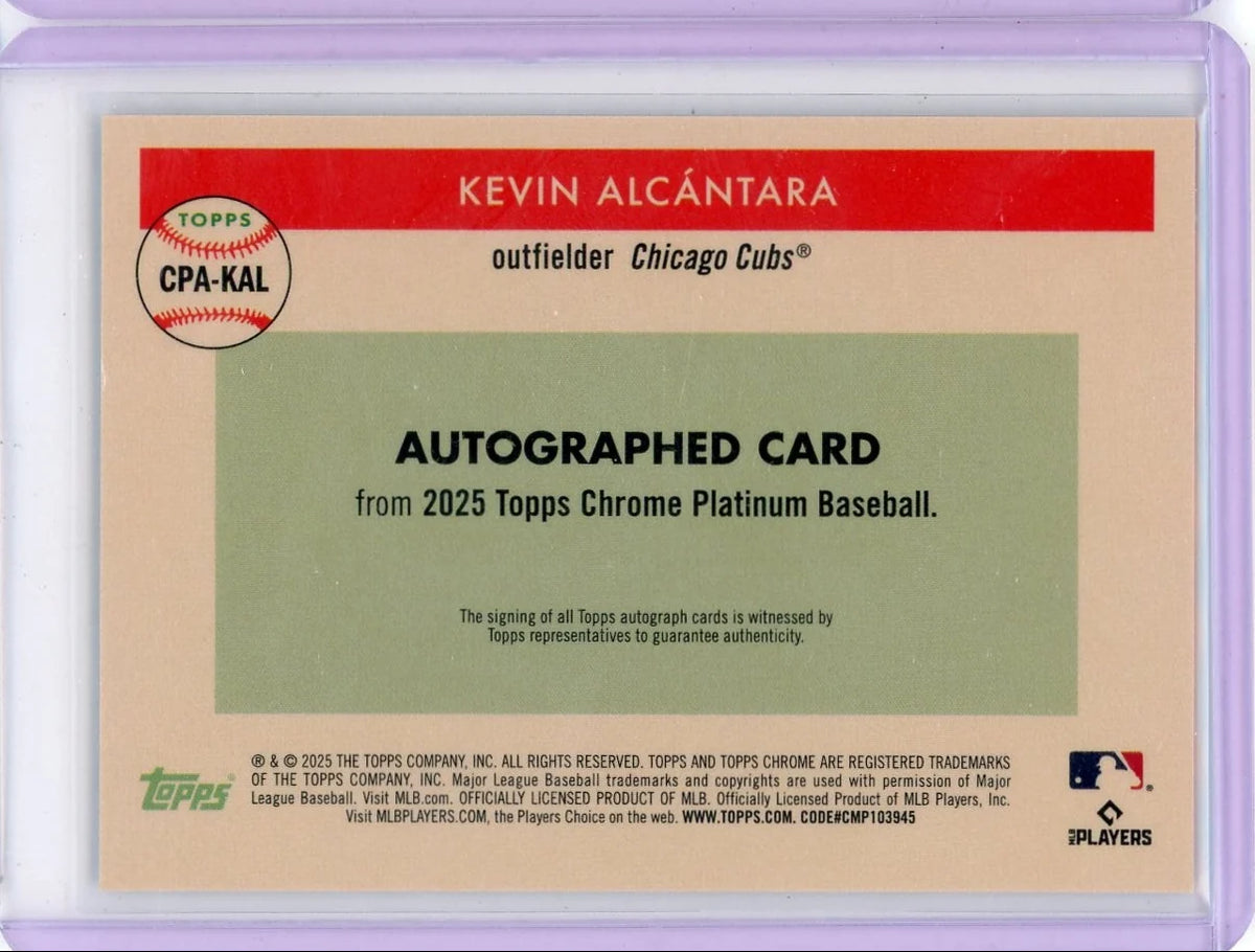 Kevin Alacantra Topps Chrome Platinum Baseball Autograph RC #CPA-KAL
