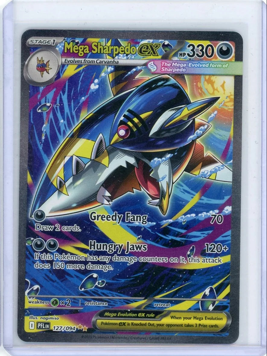 Mega Sharpedo EX 2025 Pokemon Phantasmal Flames Special Illustration rare #127/094