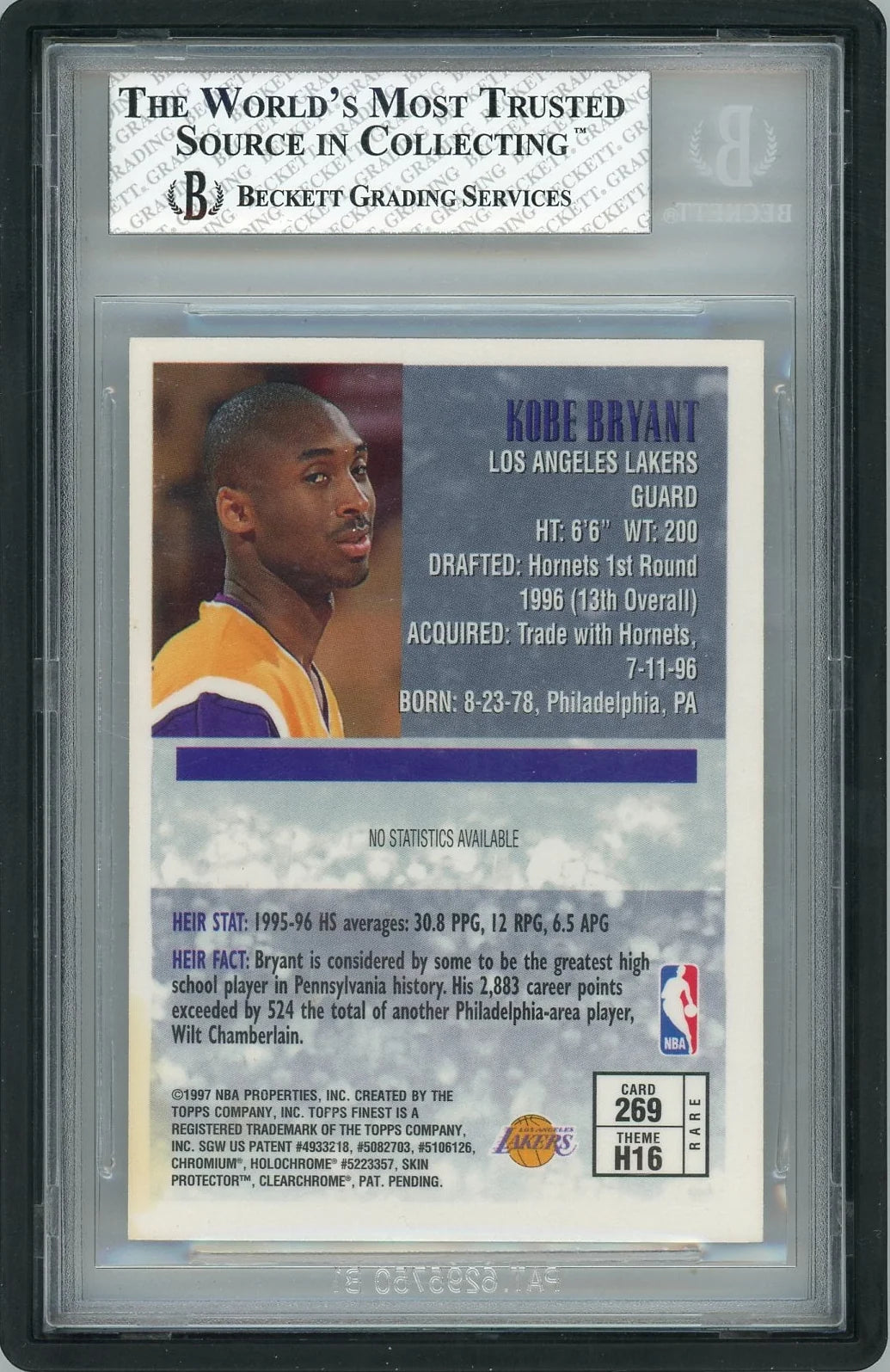 Kobe Bryant 1996-97 Topps Finest Heirs BGS 7 (w/o coating)