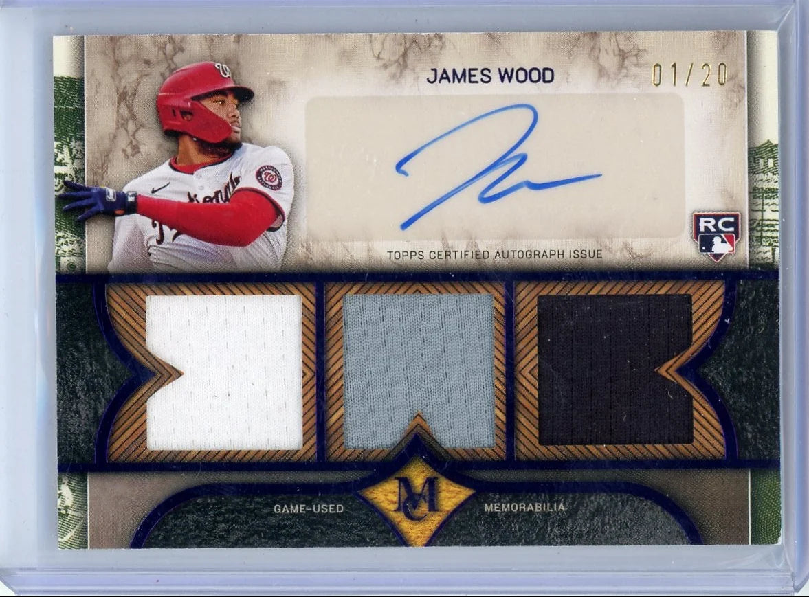 James Wood 2025 Topps Museum Collection Signature Swatches Triple Relic Autograph #'d 1/20