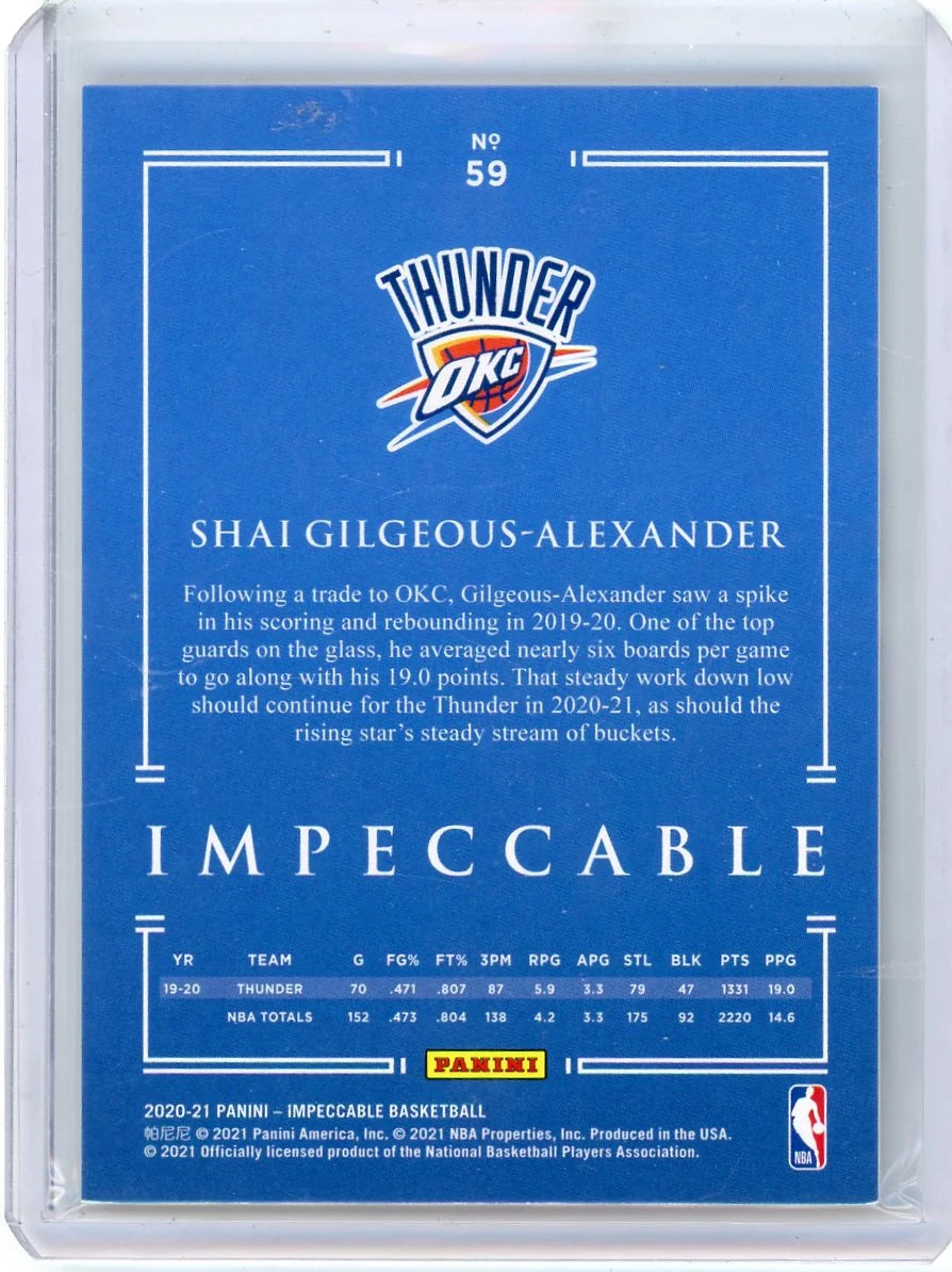 Shai Gilgeous-Alexander 2020-21 Panini Impeccable #'d 34/75