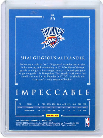 Shai Gilgeous-Alexander 2020-21 Panini Impeccable #'d 34/75