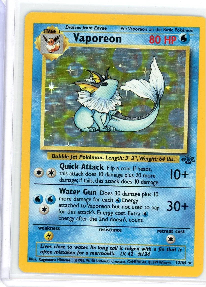 Vaporeon 1999 Pokemon Jungle holo #12/64