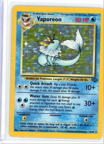 Vaporeon 1999 Pokemon Jungle holo #12/64